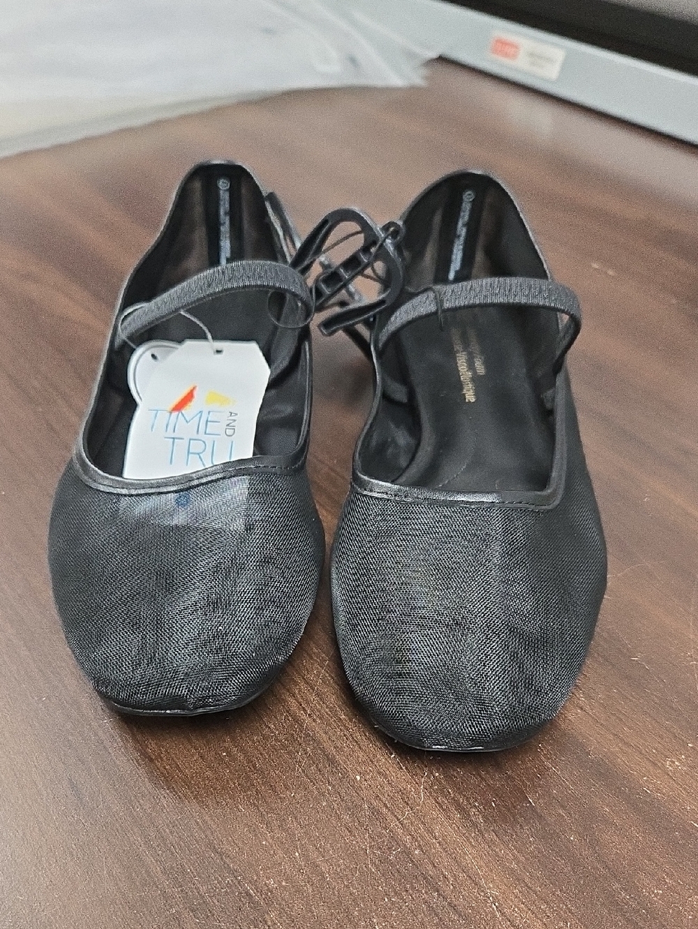 Time and Tru Size 8 Black Mesh Ballet Flats